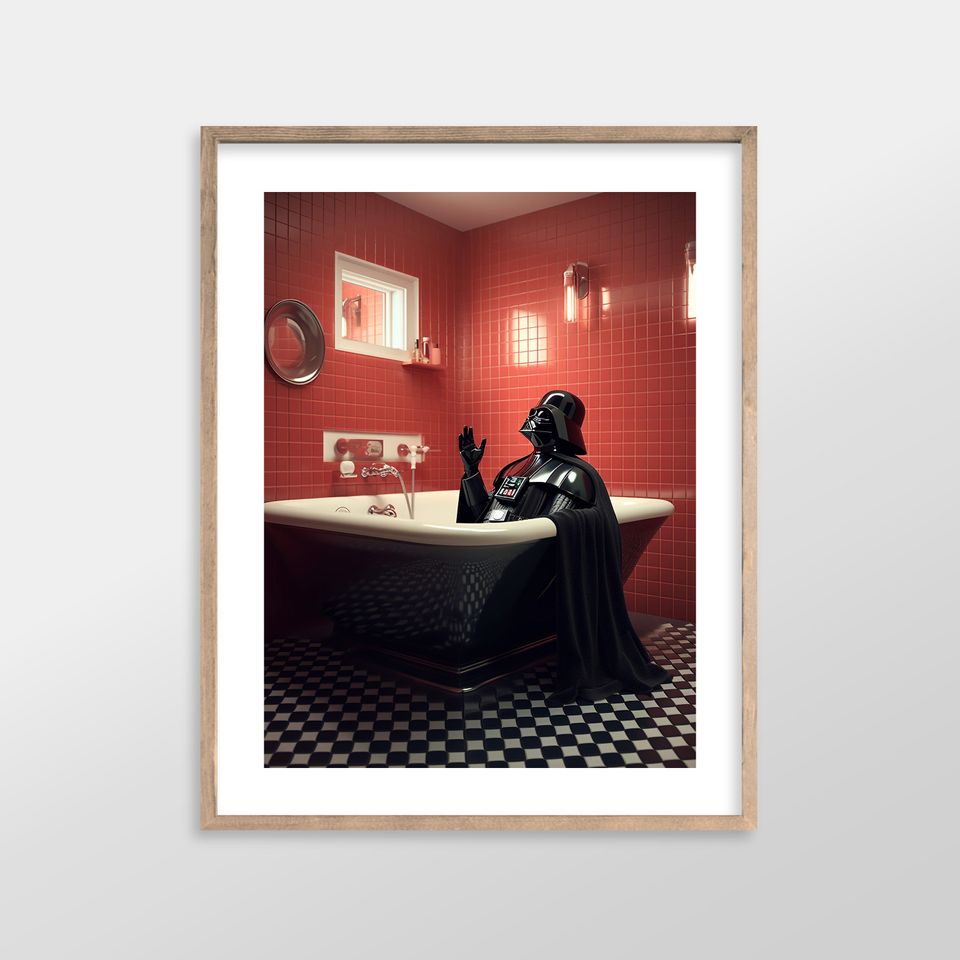 Darth Vader Poster| Star Wars Bathroom Art Prints | Antique Vintage Oil Painting Art Print for Bathroom Decor | Aesthetic Wall Art