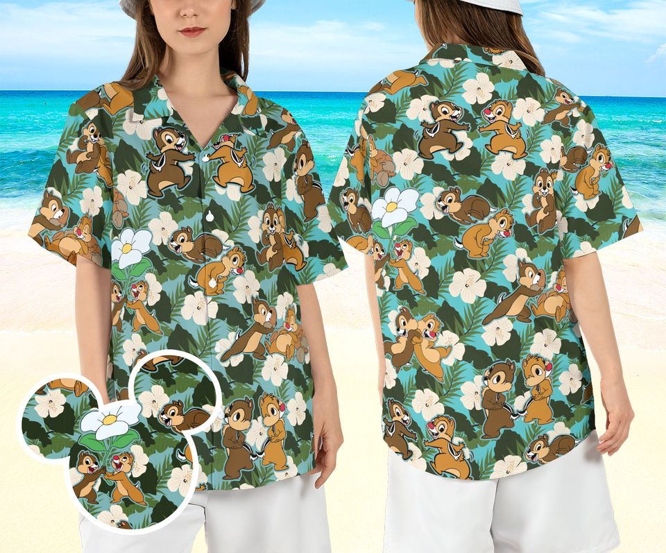 Chip and Dale Floral Hawaiian Shirt, Double Trouble Hawaii Shirt