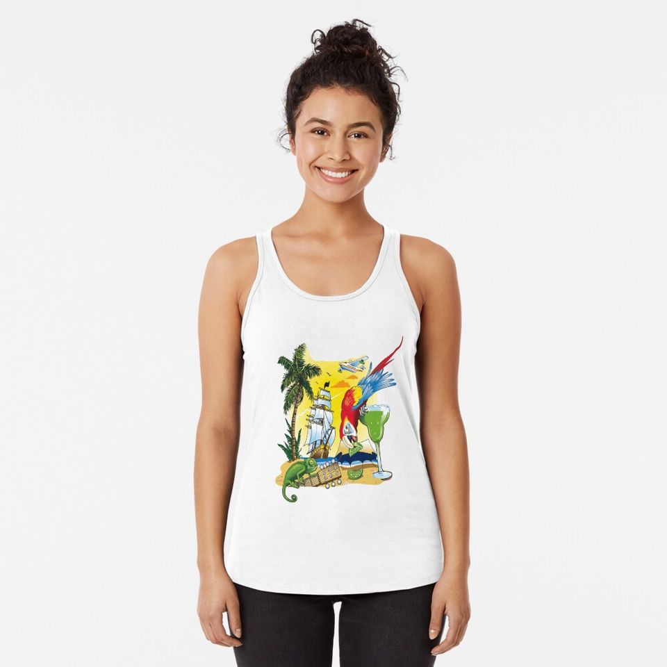 Jimmy Buffett designs tughic portir Racerback Tank Top