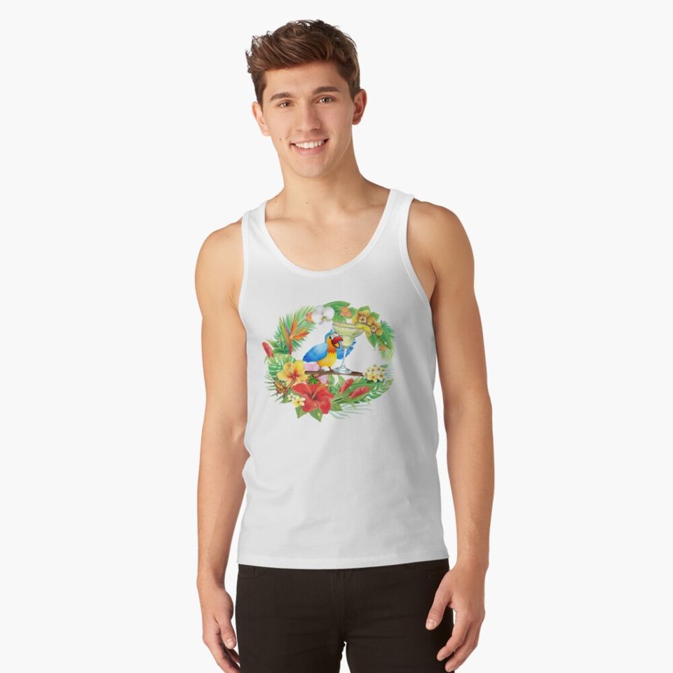 Parrot with a Margarita Tank Top