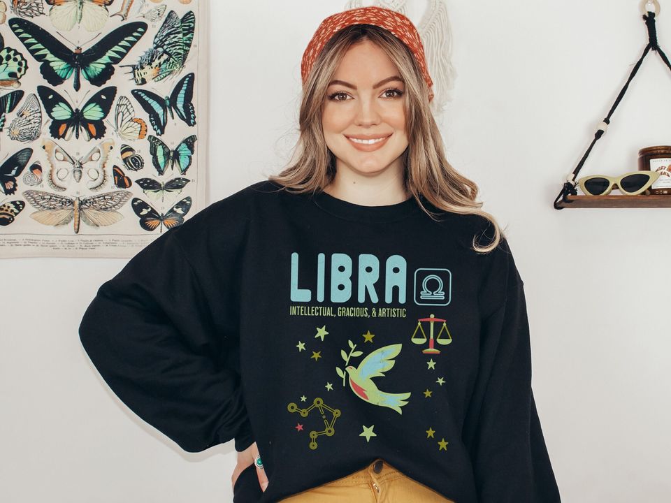 Libra Zodiac Sweatshirt, Birth Sign Gift for Her, Birthday Gifts