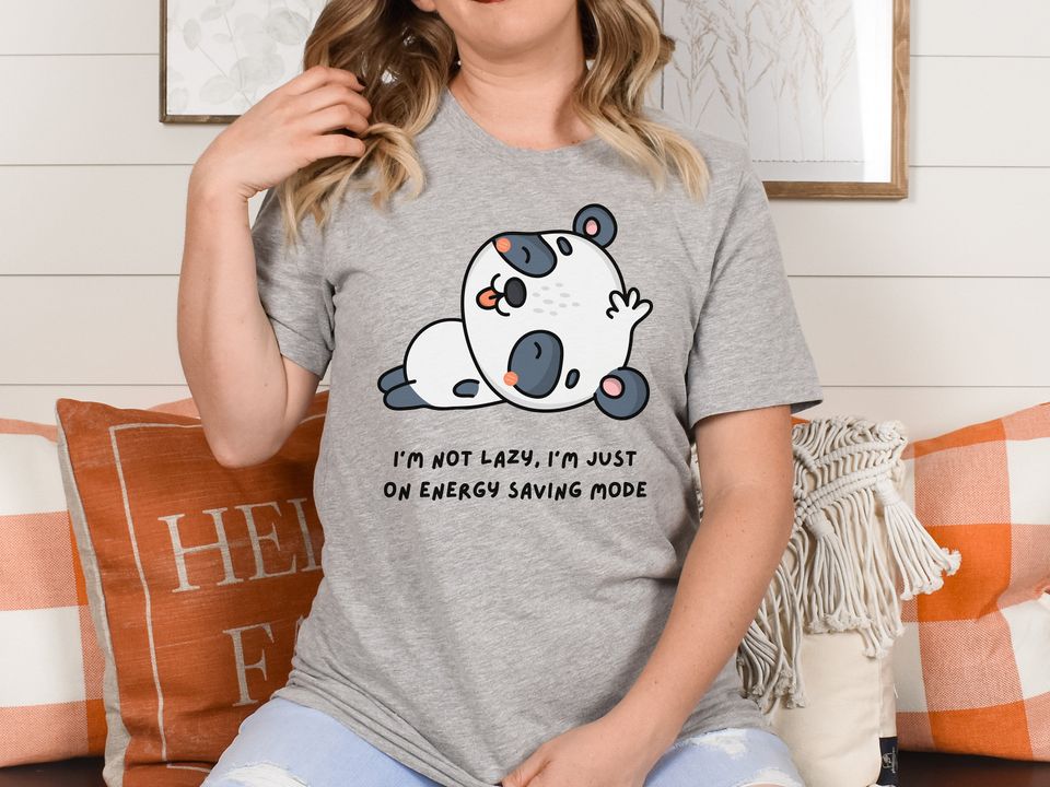 Funny Lazy T-shirt, Panda Graphic  Unisex Short Sleeve Tee
