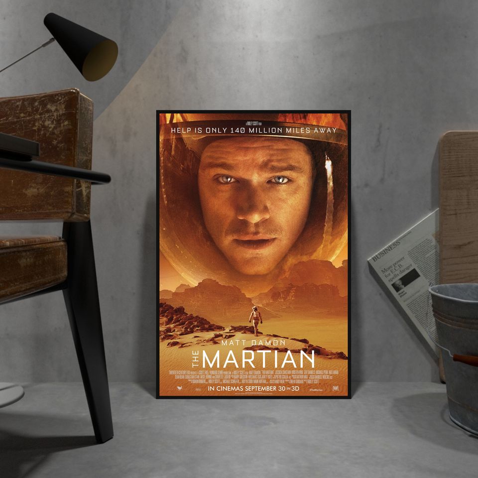 The Martian Poster, Matt Damon Wall Art, Space Movie Wall Decor, Rolled Canvas Print, Movie Poster Gift