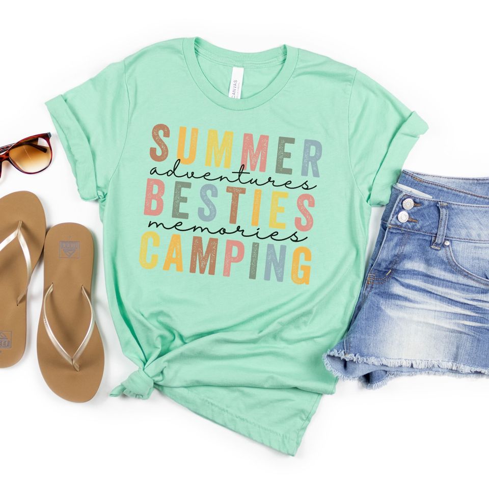 Best Friends Summer Campfire T-shirt, Summer Besties Camping Adventure shirt, Cute Gifts For Her