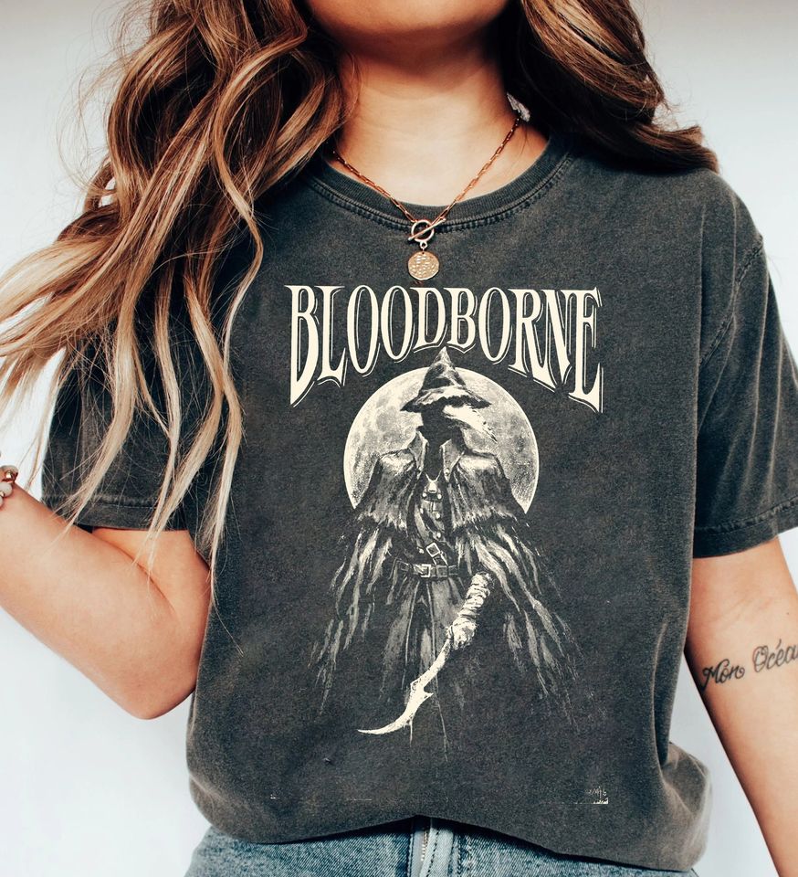Vintage Bloodborne Shirt, Retro Bloodborne Gaming Shirt, Bloodborne The Hunter Shirt, Gift For Fans Men Women