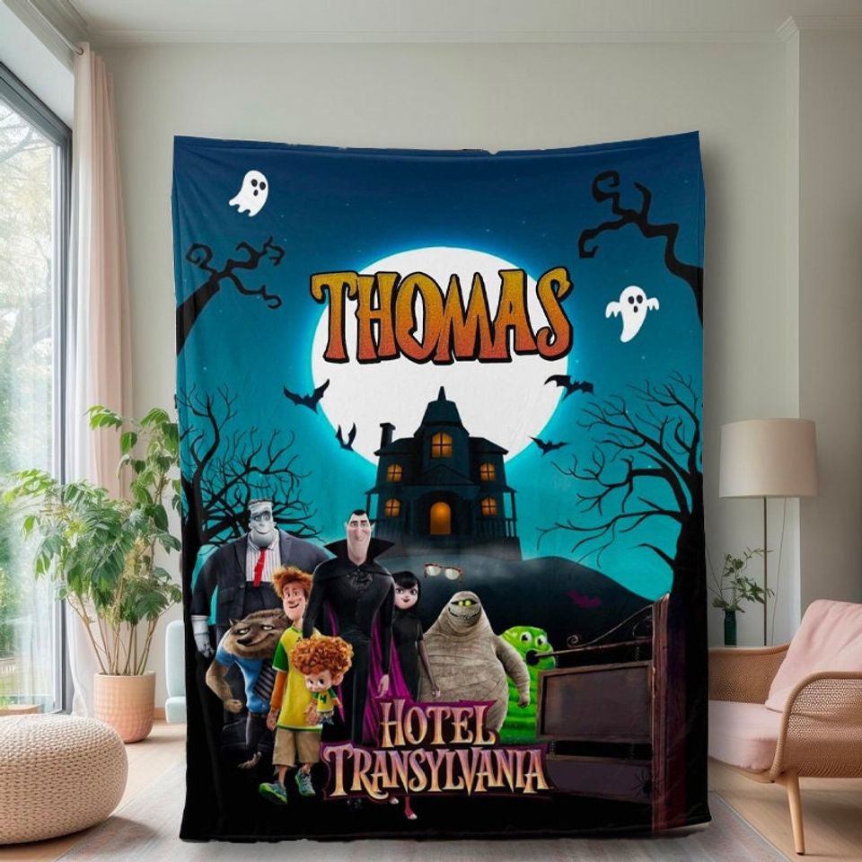 Personalized Dracula Hotel Blanket, Characters Blanket, Dracula Hotel Blanket Chirstmas Gift