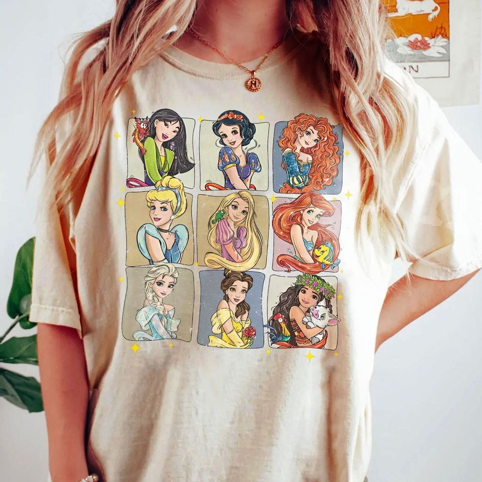 Retro Disneyland Princess Group On Frame Shirt, Disney Princess Squad T-shirt