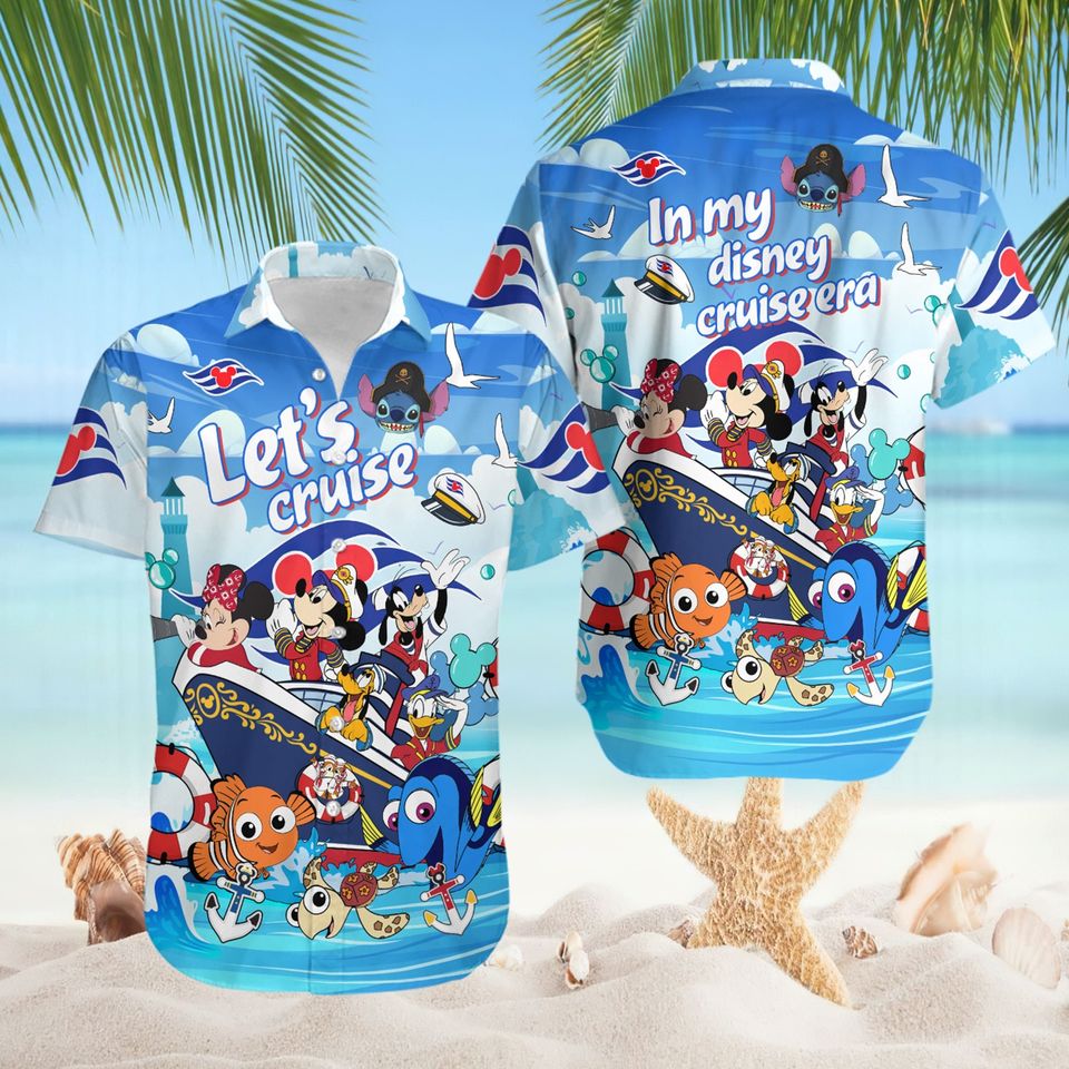 Disneyland Cruise Hawaiian Shirt, Summer Beach Shirt, Let's Cruise Family Shirt, Family Vacation 2024 Shirt