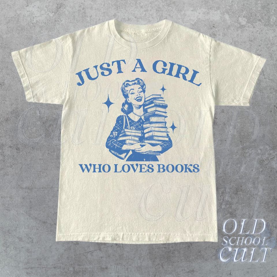 Just A Girl Who Loves Books Retro T-Shirt, Vintage 90s Theme Reading T Shirt