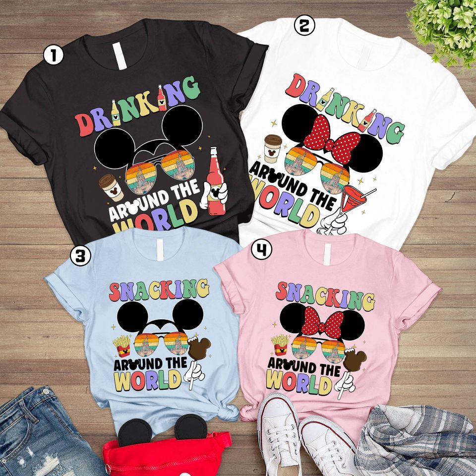 Disneyland Family Trip Shirts, Drinking Around The World Shirt, Disneyword Epcot Shirts, Mickey Minnie Shirt