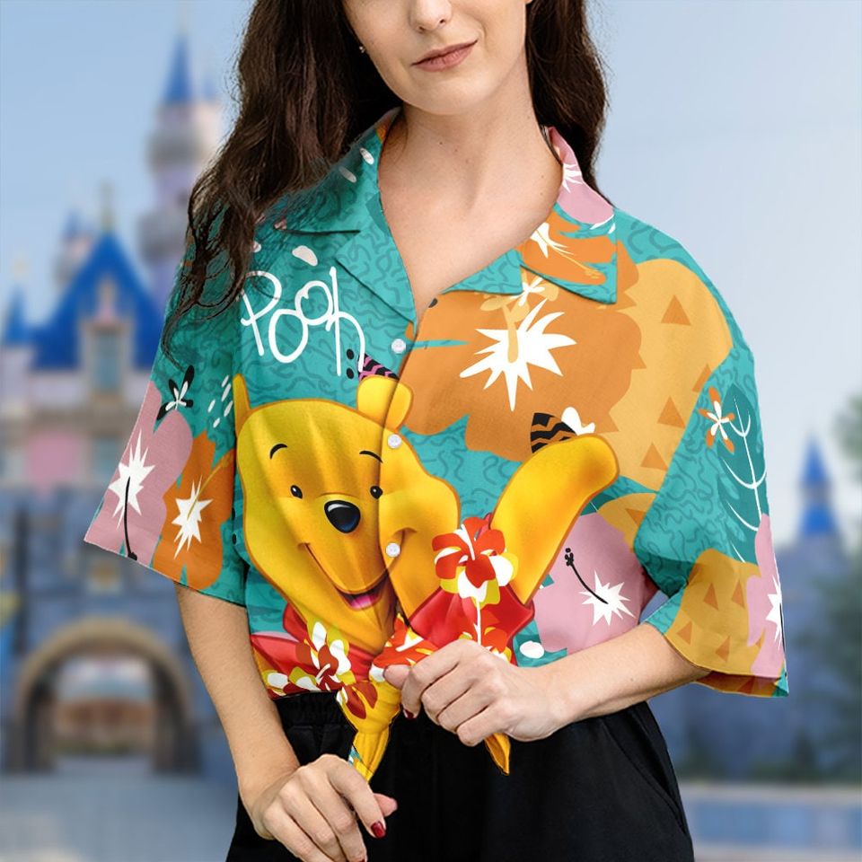 Disney Winnie the Pooh Hawaiian Shirt, Disney Button Shirt