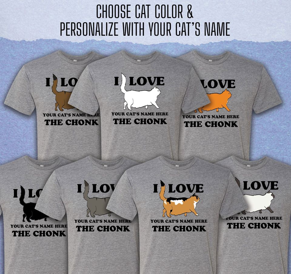 Personalized Cat Shirt - Custom Cat Shirt - Personalized Pet Shirt - LONG Haired Cat  Funny Cat T-shirt l Cat Lover Gift Cat Dad Shirt Chonk
