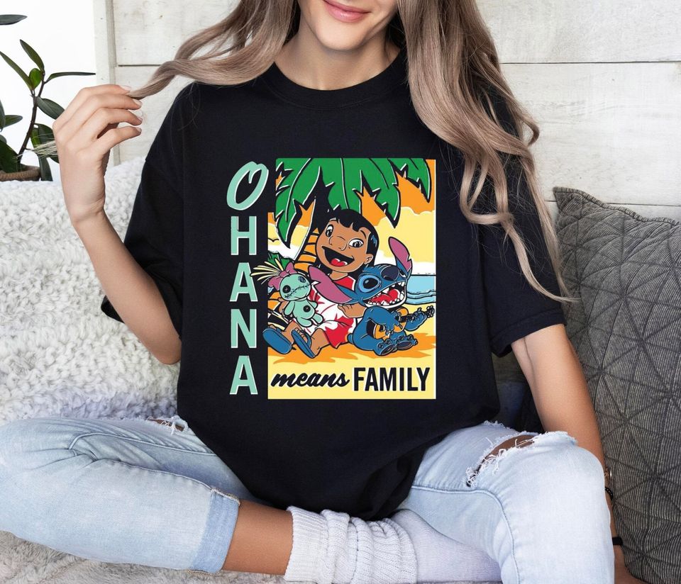 Vintage Ohana Means Family Disney  Lilo And Stitch Summer Shirt