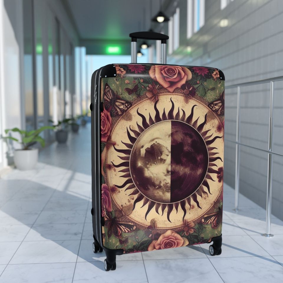 Suitcase, Celestial Luggage, Rolling Luggage with Whimsigoth Aesthetic