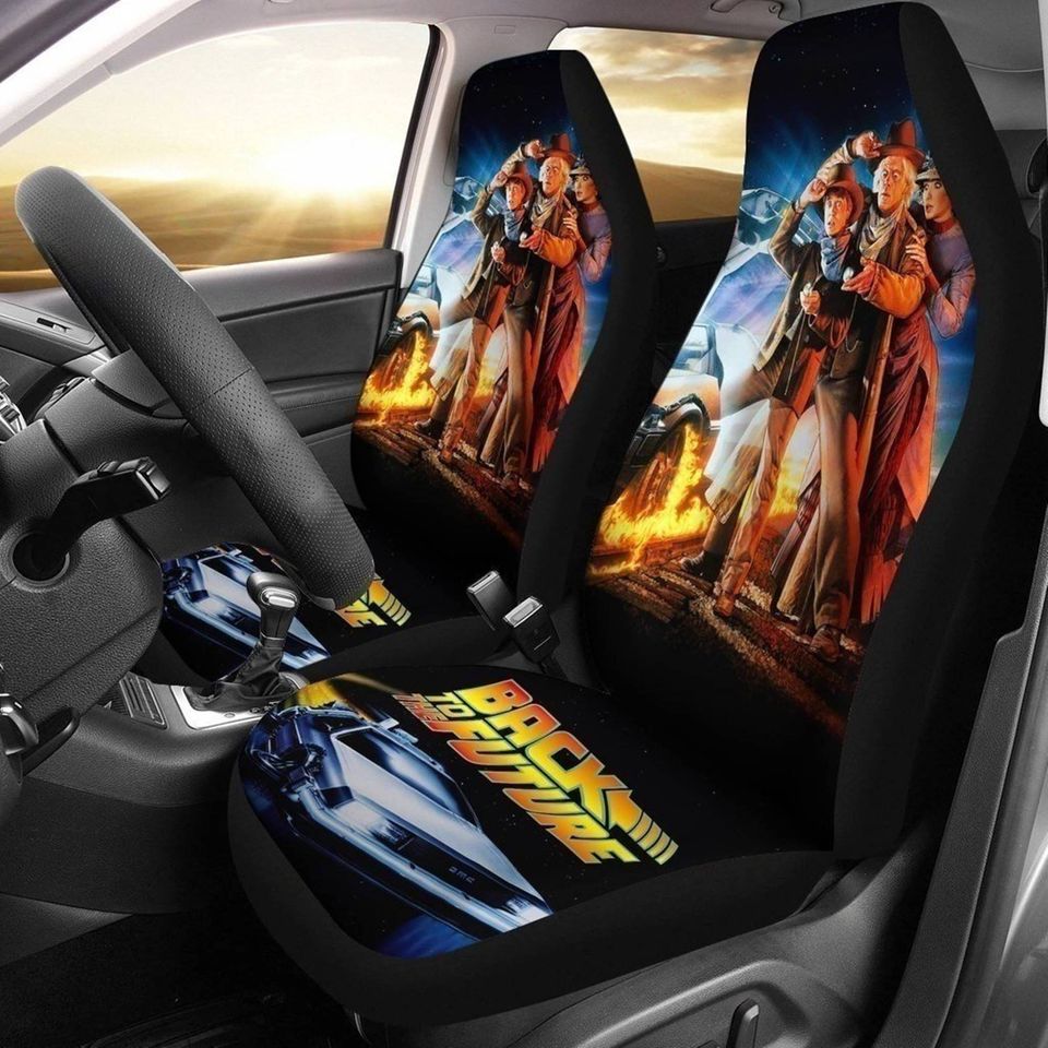 Vintage Back To Future Car Seat Covers Set | Dr Emmett Brown Marty McFly Car Accessories | Back To The Future Seat Cover For Car