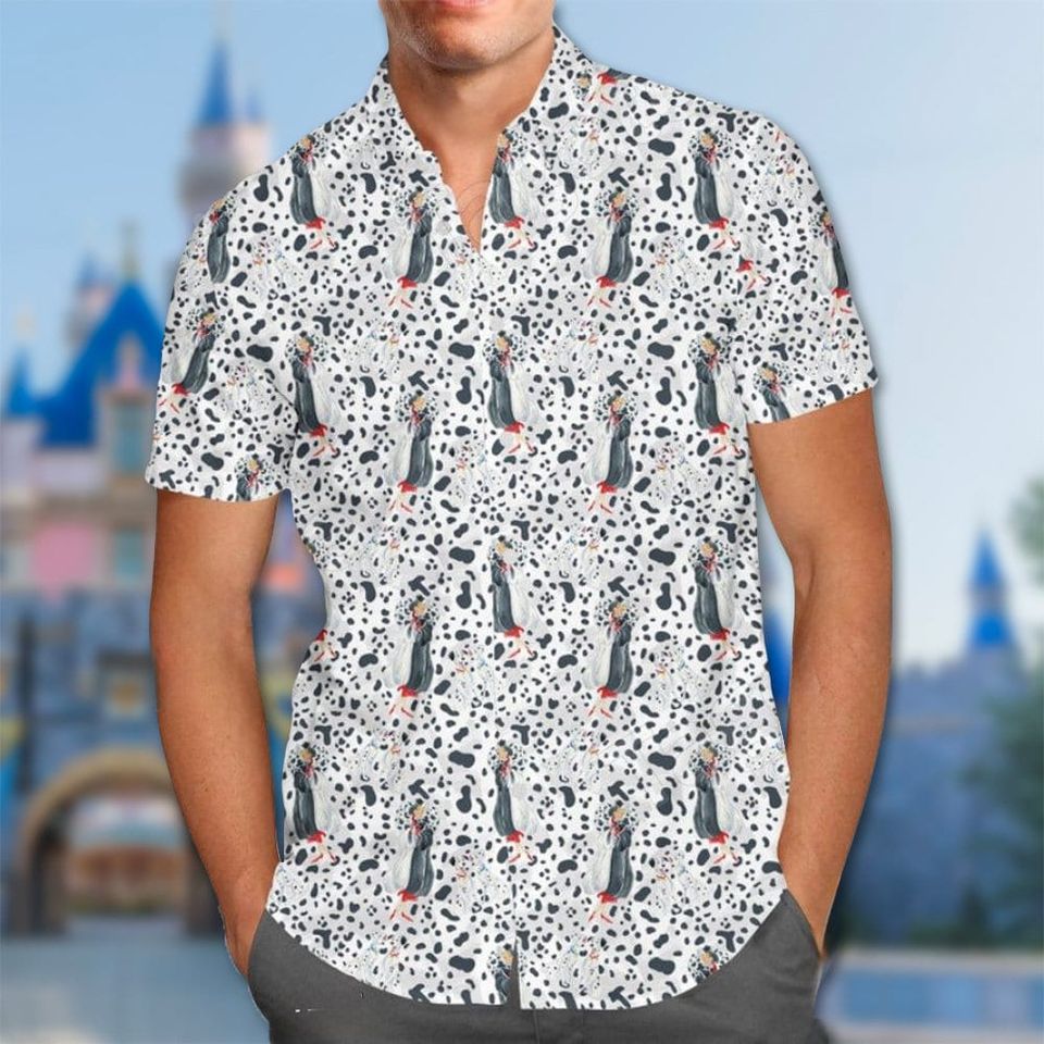 Funny Villain Hawaii Beach Shirt, Dalmatian Movie Button Up Shirt Holiday, Villain Hawaiian Shirt Gift, Cartoon 3D All Over Print Shirt