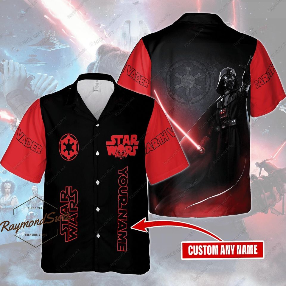 Darth Vader Hawaiian Shirt, Personalized Star Wars Shirt, Darth Vader Button Shirt, Short Sleeve Shirt, Button Down Shirt, Husband Gift