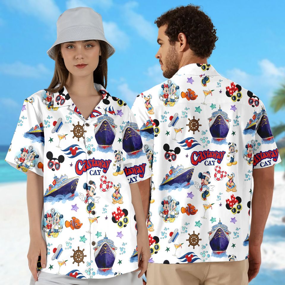 Cute Mouse Cruise Hawaii Shirt, Mouse Cruise Button Up Shirt Holiday, Cartoon Hawaiian Shirt Gift, Mouse Couple 3D All Over Print Shirt