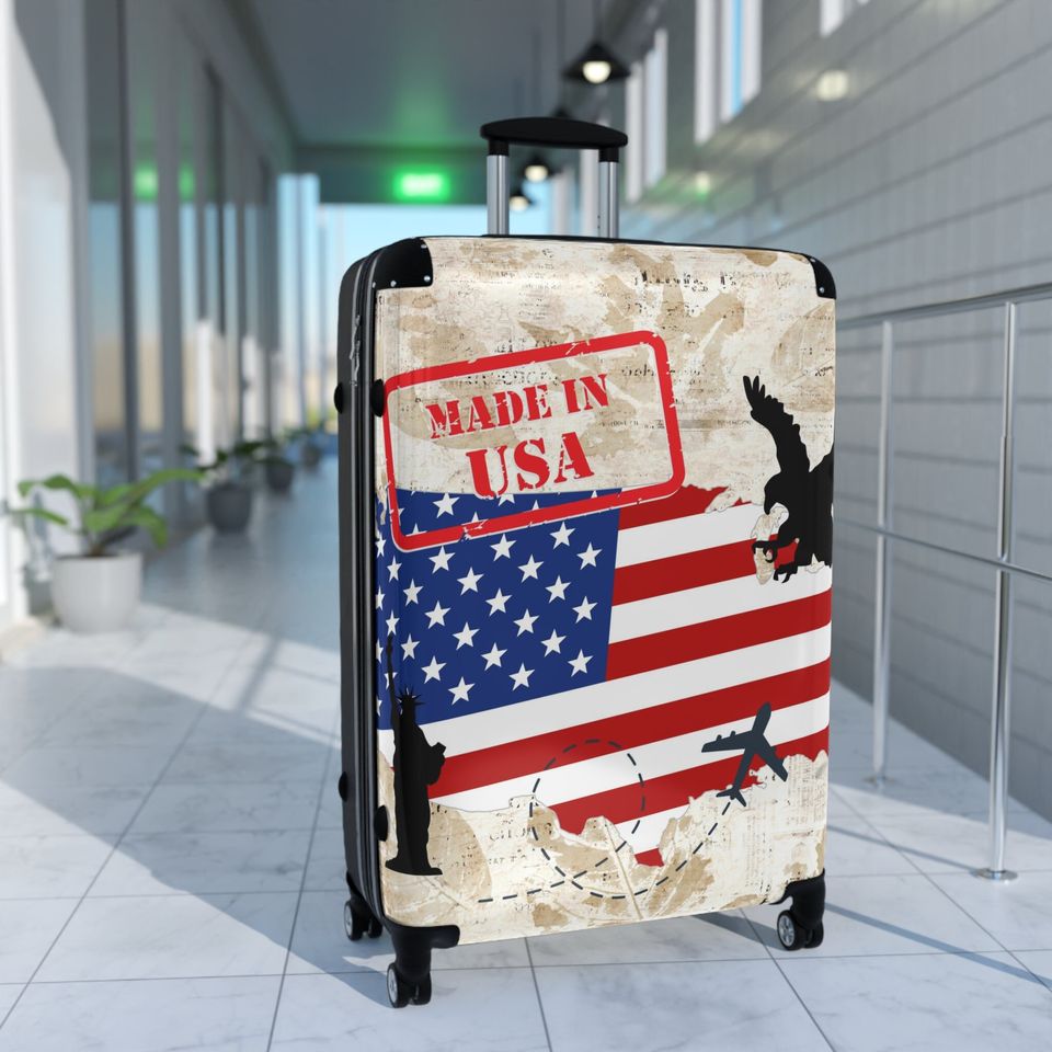 AMERICAN style Suicase, Travel Suitcase, Father's Gift, Gift for Him, 4th of July Gifts