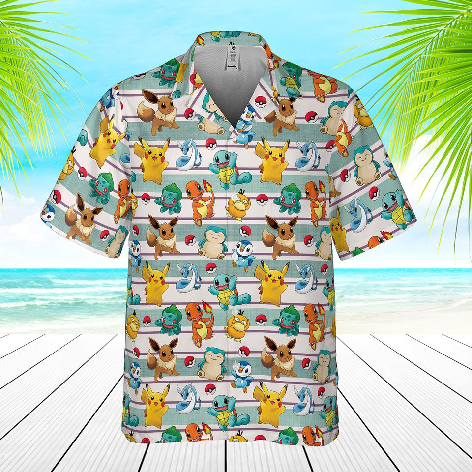 PKM Hawaiian Summer Shirt, Pika Hawaiian Shirt, Family Hawaiian Shirt