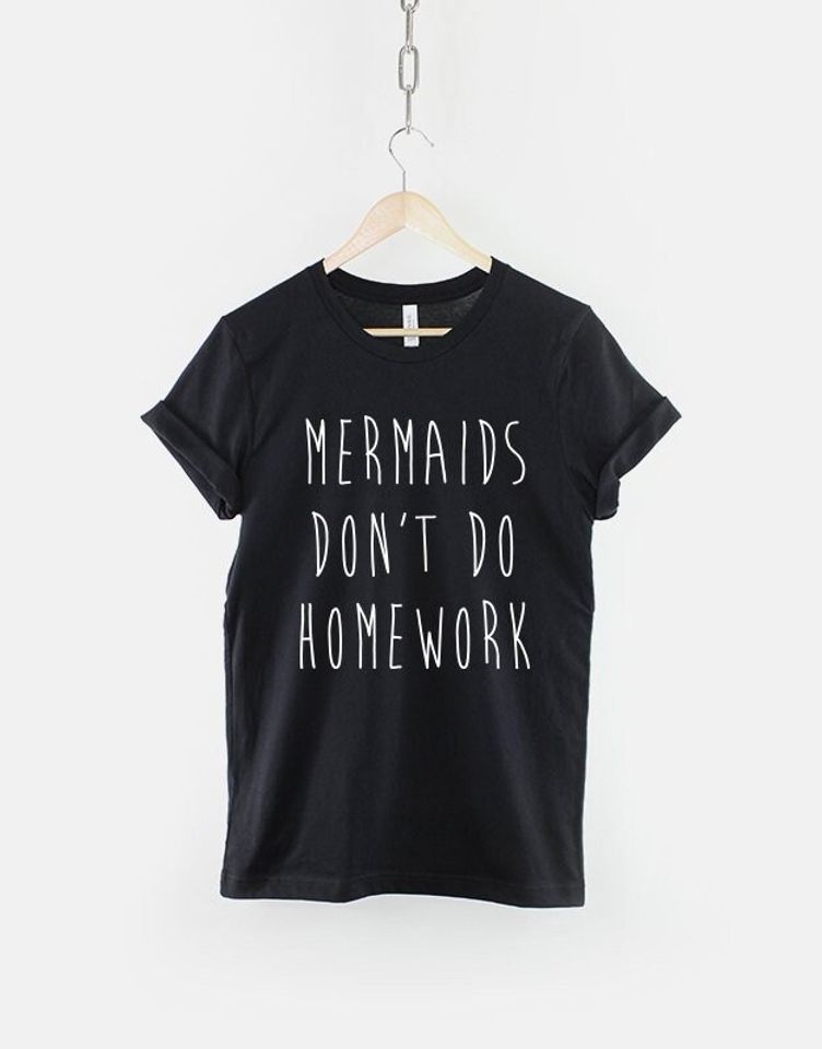 Girls Pink Mermaid T Shirt - Mermaids Don't Do Homework T-Shirt
