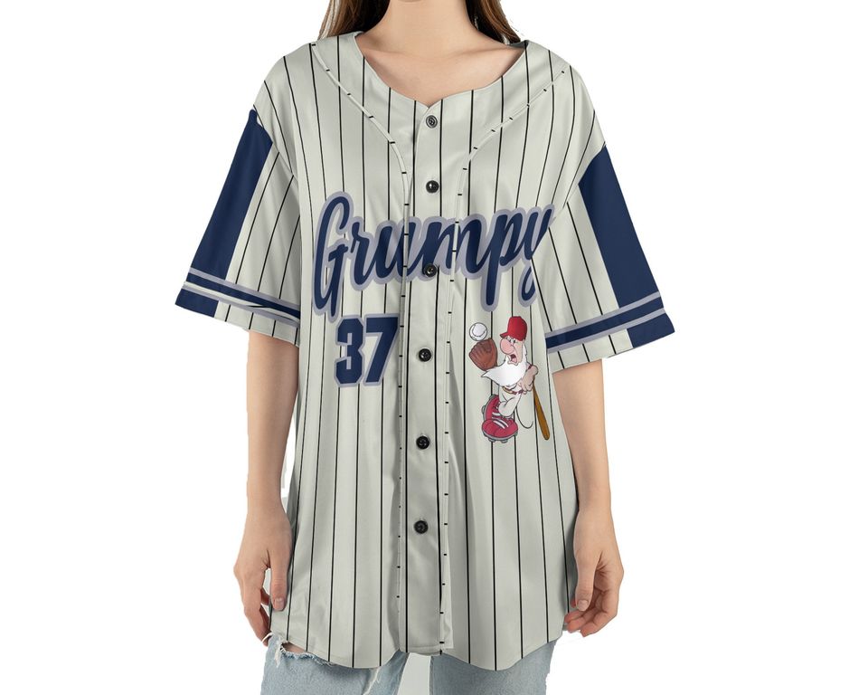 Grumpy Dwarf  Baseball Jersey Shirt, Snow White And The Seven Dwarfs  Sport Outfits