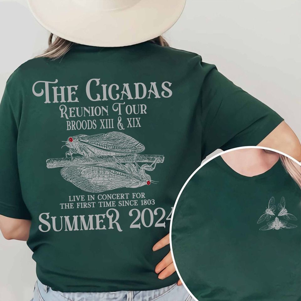 Cicada Shirt, 2024 Cicada Concert Shirt, Cicada Soociial Clubb Shirt, Funny Cicada Shirt, Bug Humor Double Sided T-Shirt