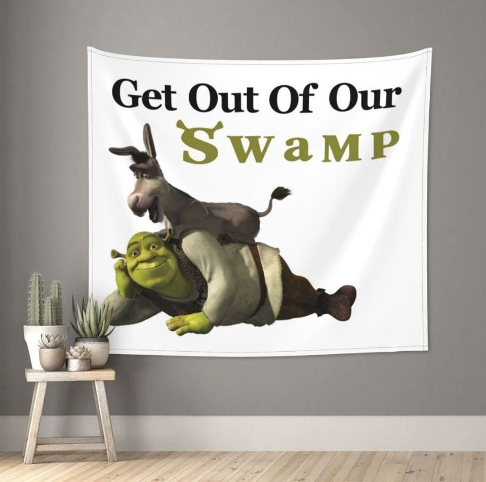 Shreks And Donkey Tapestry Wall Hanging Print Polyester Tapestry