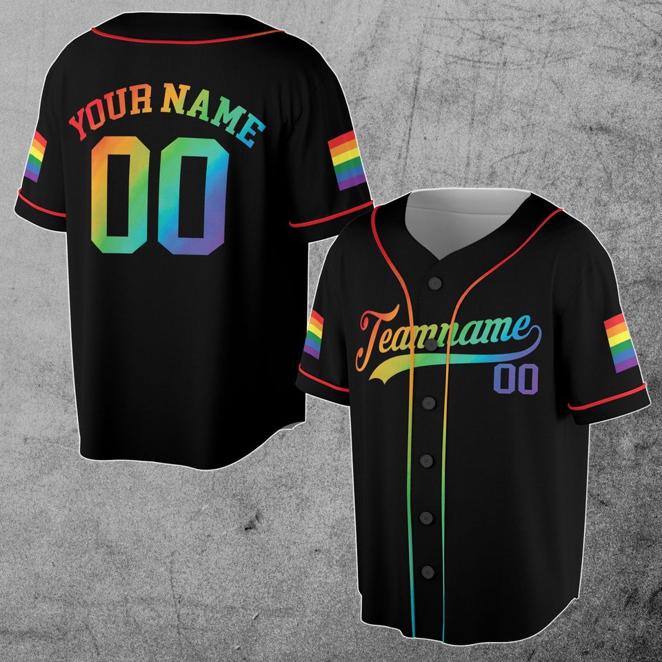 Rainbow Pride LGBT Team Customize Name Number Unisex 3D Baseball Jersey
