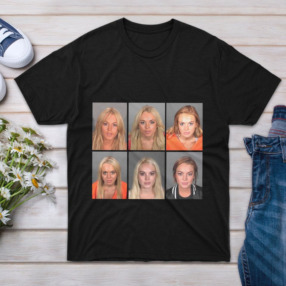 T-Shirt Lindsay T Lohan Unisex Mugshots Short Shirt