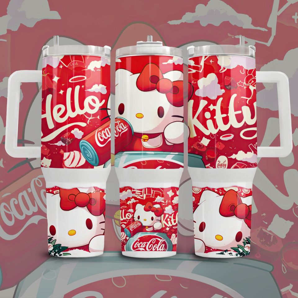 Hello Kitty Red Logo Cola Tumbler 40 oz With Handle