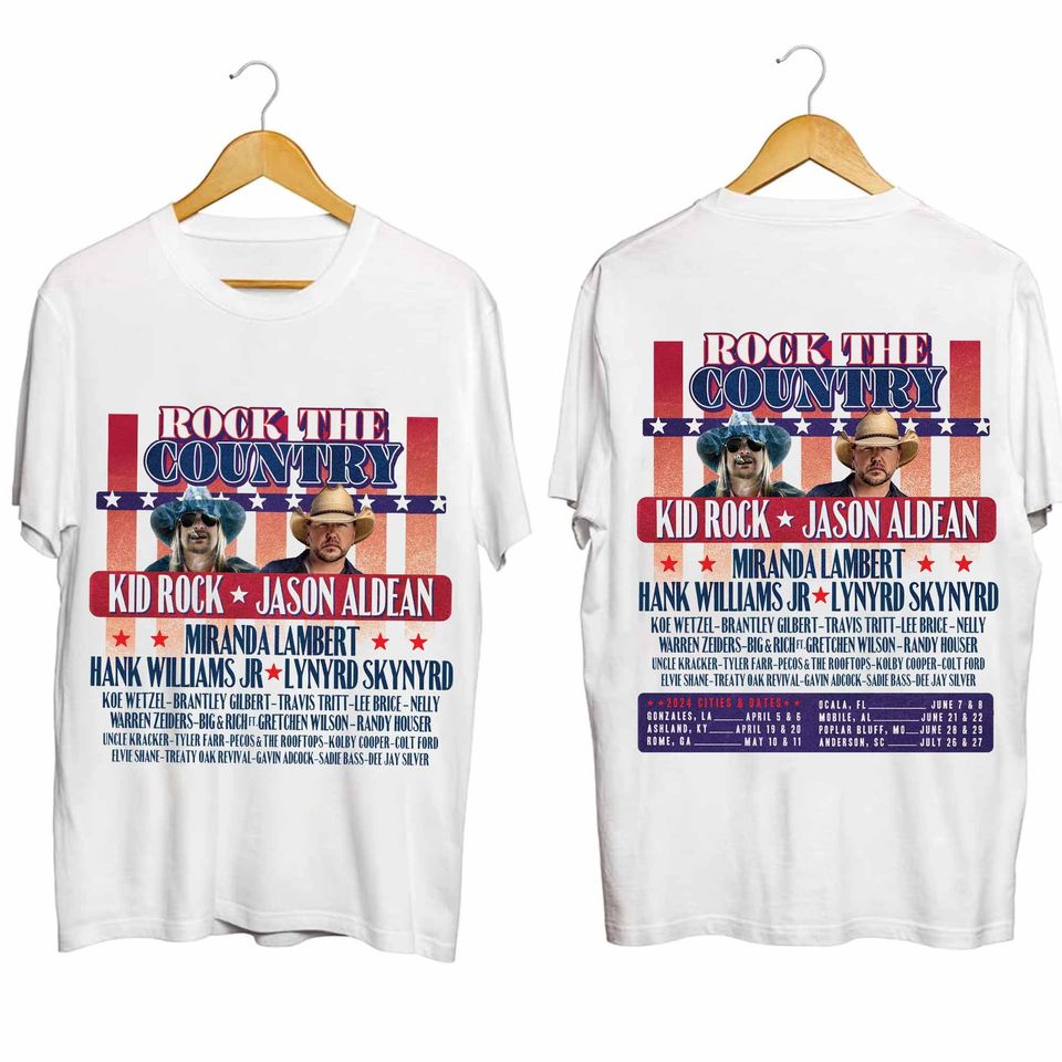 Kid Rock and Jason Aldean Rock the Country 2024 Double Sided Shirt
