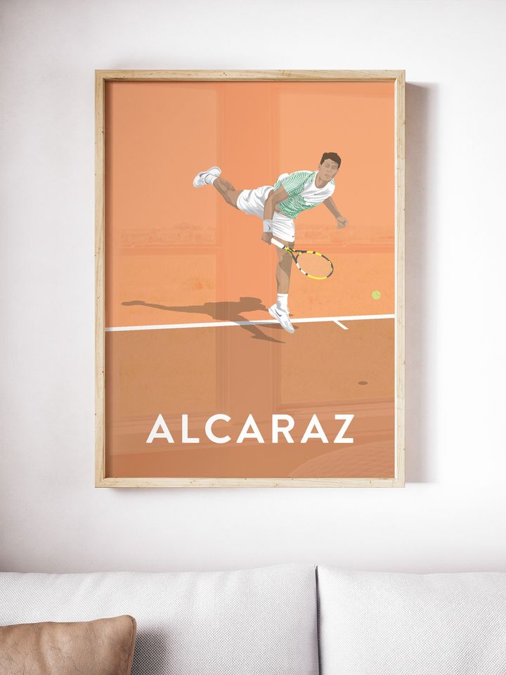 Carlos Alcarez Art Print, Tennis Player Poster, Vintage Australia Open Poster