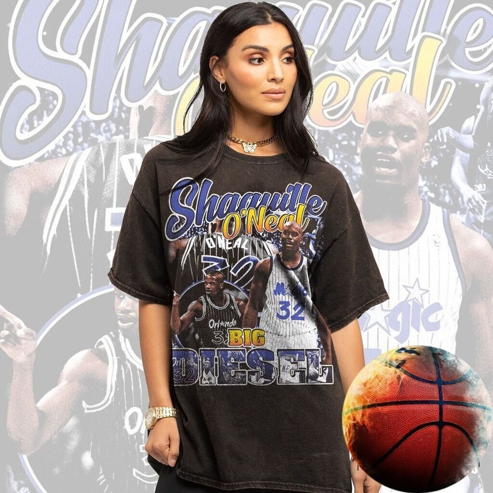 Vintage Wash Shaquile Oneal T-Shirt, Vintage Shaq Tee Shirt, Baketball 90s Unisex T-Shirt, Basketball Player Graphic Tee, Sports Lover Shirt