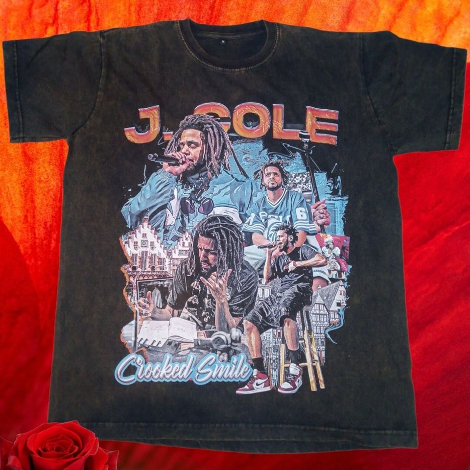 Vintage Wash J Cole T-shirt, Vintage J Cole Crocked Smile Oversized T-Shirt, Rapper Shirt, Gift For Women and Man Unisex T-Shirt