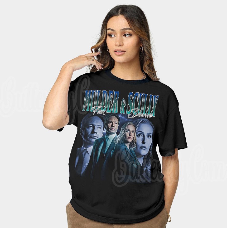 Fox Mulder and Dana Scully Vintage 90s Tee, Vintage Style X Files Shirt, X Files Fan Tee retro