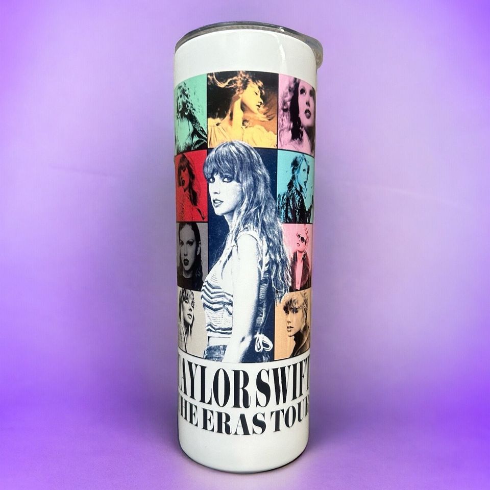 T Swift Eras Tour- 20 oz stainless steel tumbler with lid and straw gift for her / taylor version gift