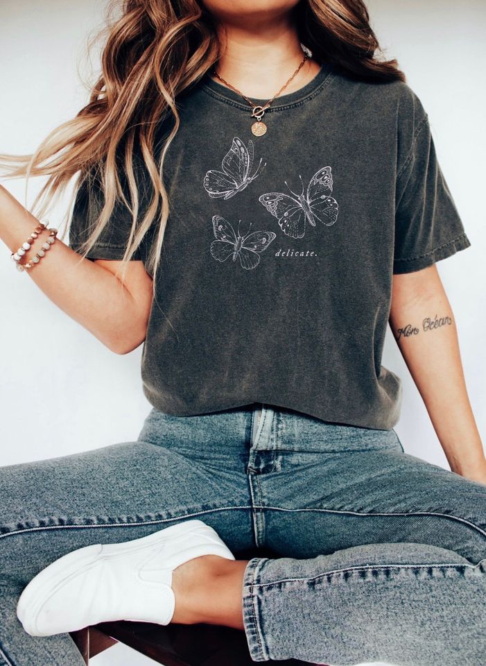 Reputation Era, Delicate Butterfly Design Trendy Tee, Gift For Her, Isn't It Delicate