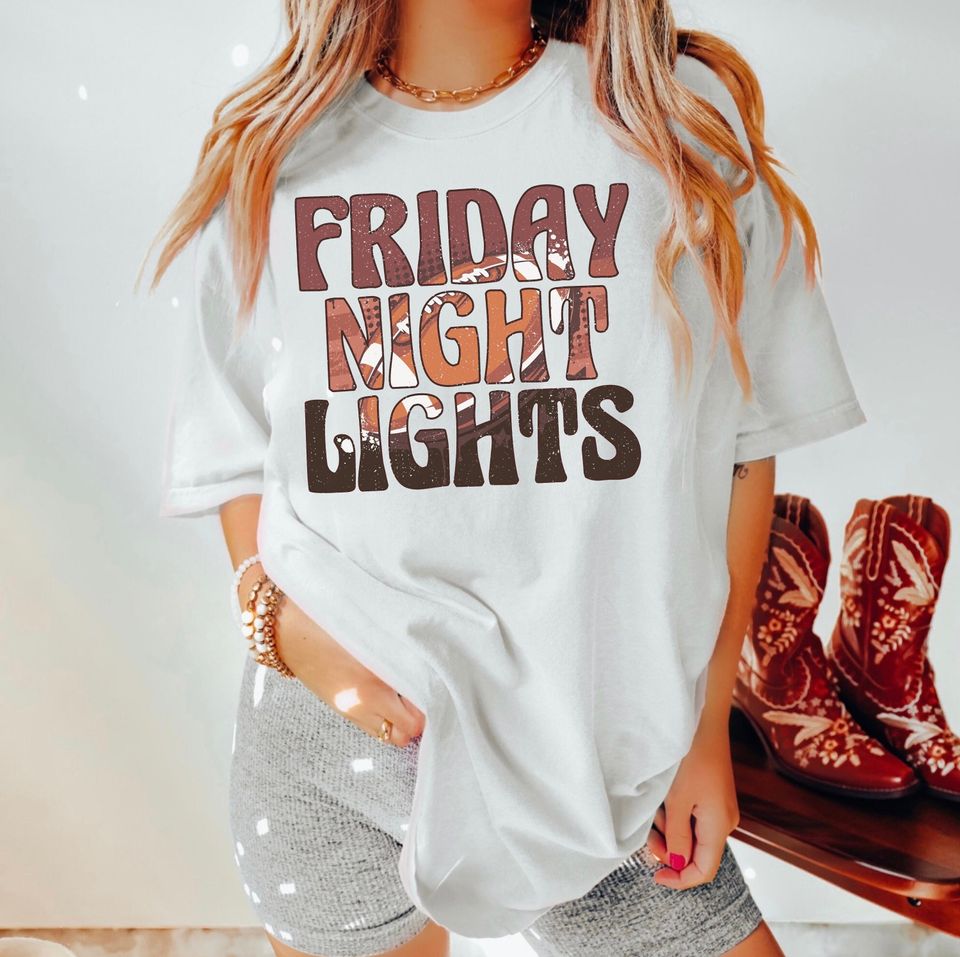 Friday Night Lights Comfort Colors, Football Shirt, Game Day Shirt, Fall Shirt, Football Mom Shirt, Football Season, Women's Football Tee