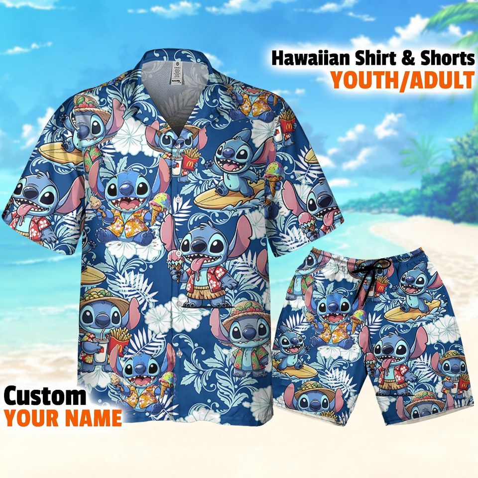 Disney Stitch Tropical Flower Summer Blue, Stitch Aloha Hawaii Shirt, Disney Hawaii Shirt, Disney Aloha Shirt