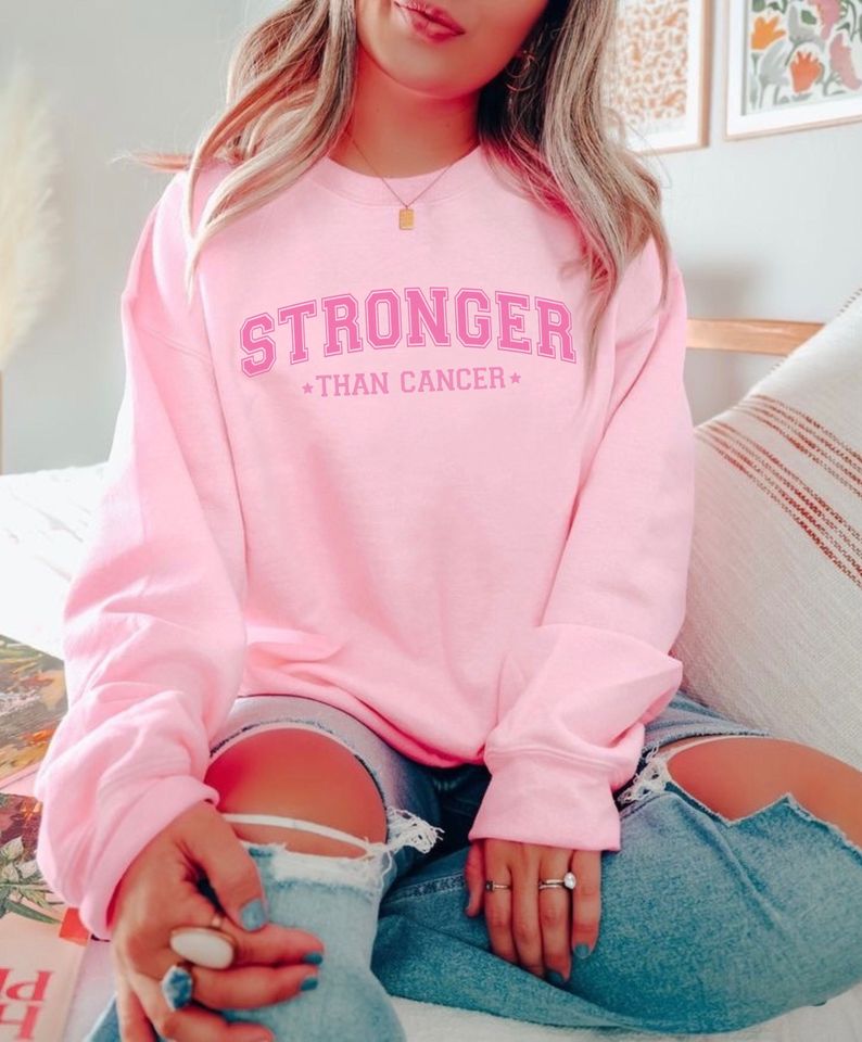Breast Cancer Awareness Sweatshirt, Stronger Than Cancer, Breast Cancer Warrior Shirt, Pink Ribbon Shirt, Breast Cancer Survivor