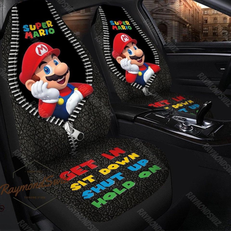 Super Mario Car Seat Covers, Get In Sit Down Shut Up Hold On Seat Covers