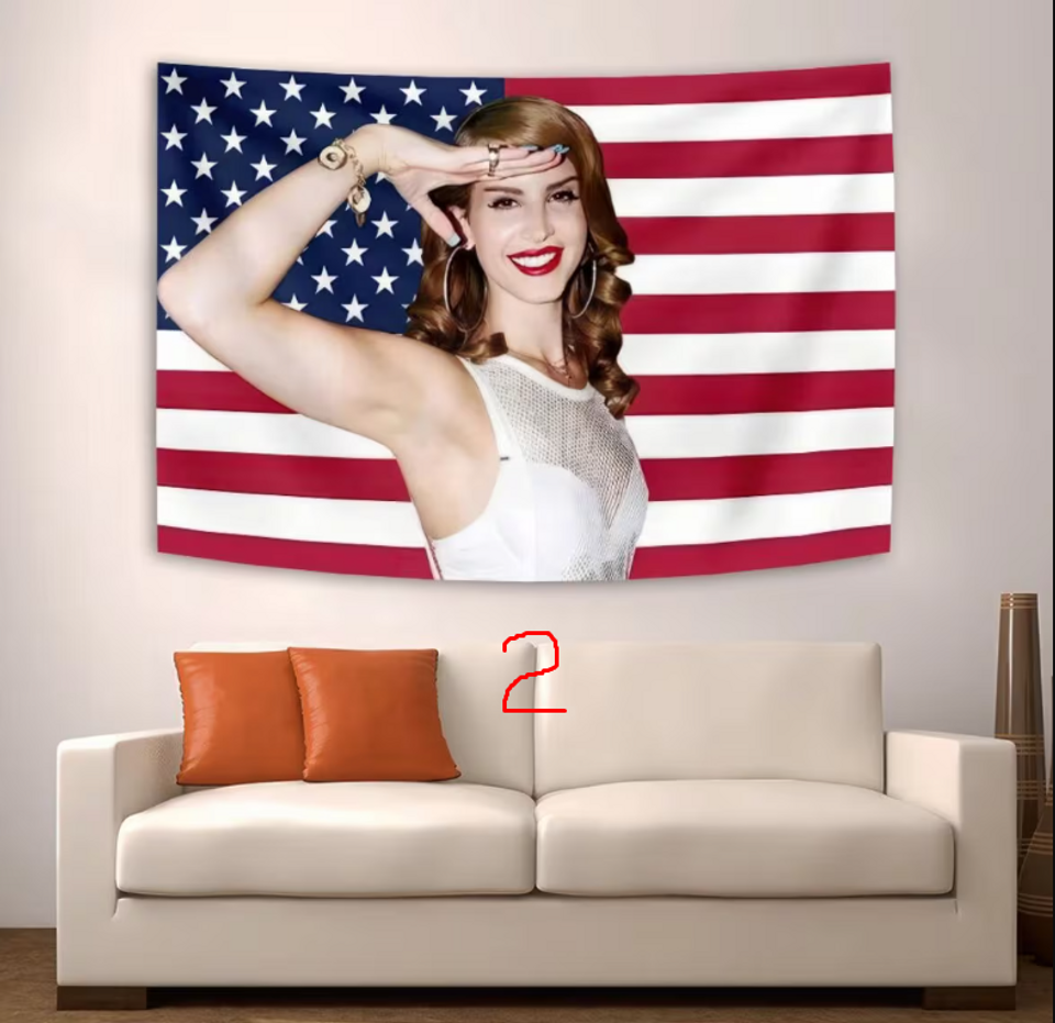 Lana del rey Flag Tapestry, Home Decor