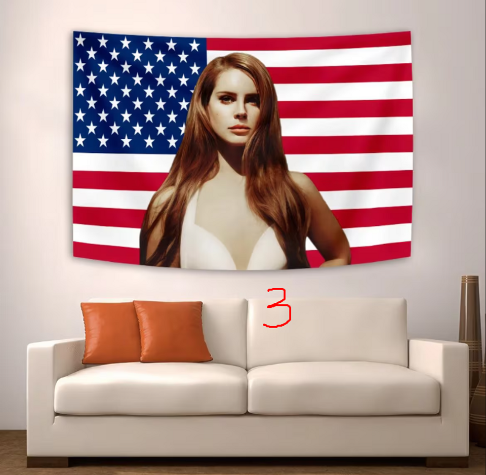 Lana del rey Flag Tapestry, Home Decor