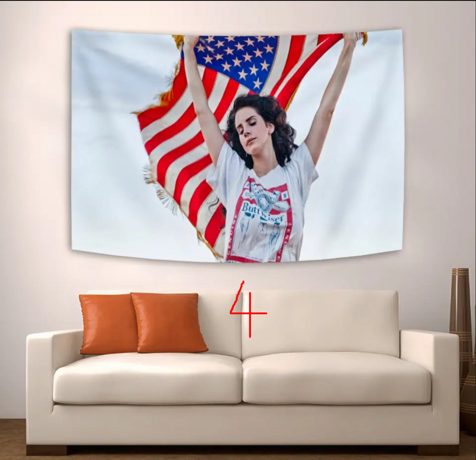 Lana del rey Flag Tapestry, Home Decor