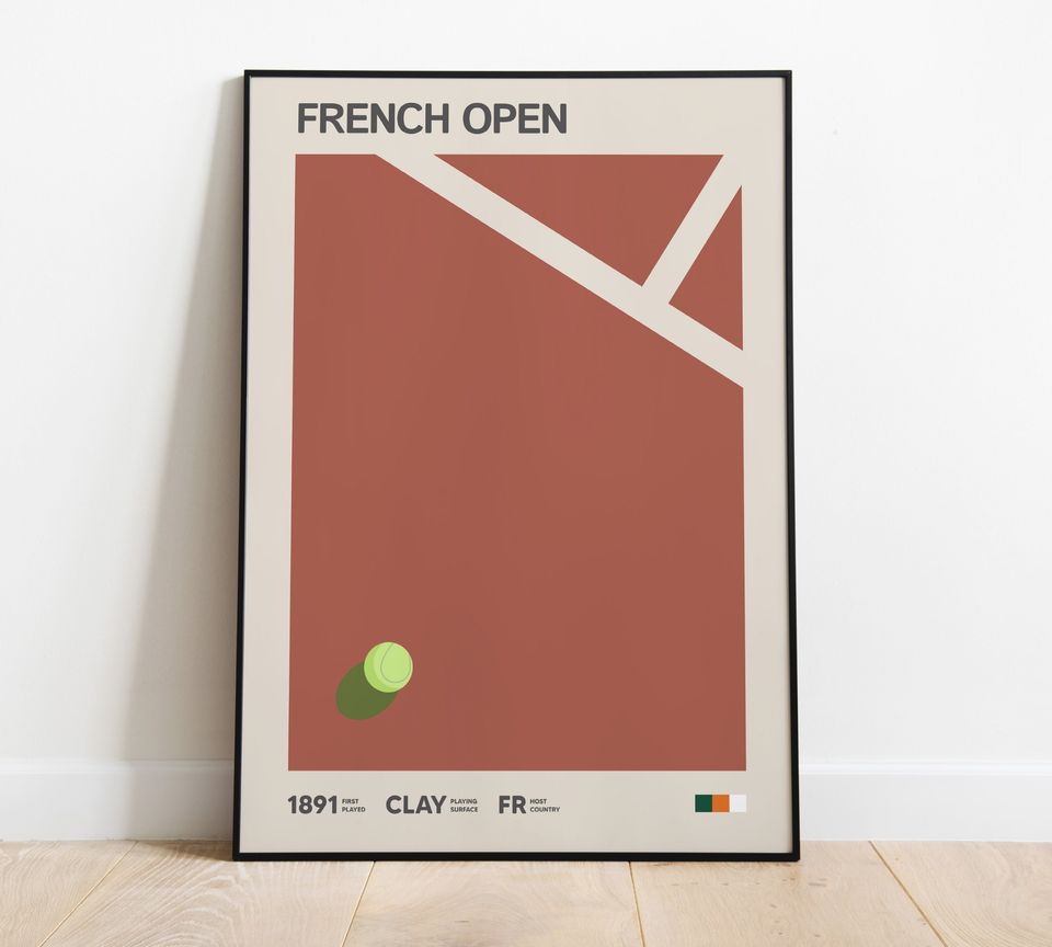 French Open Grand Slam Poster Art | Minimal Tennis Poster Art | Modern Wall Art | Sports Office Wall art