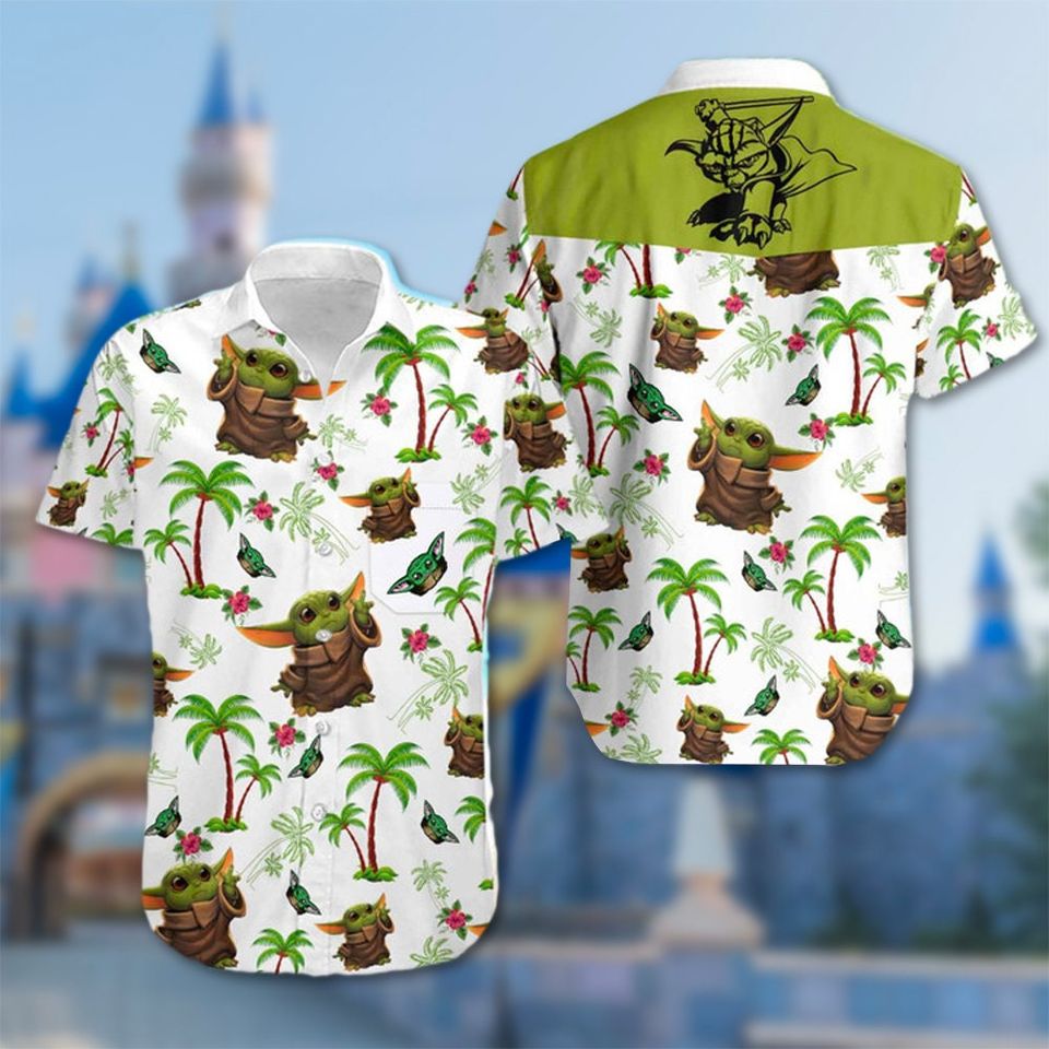 Baby Yoda Hawaiian 3D Shirt, Din Grogu and The Coconut Tree Unisex Shirt