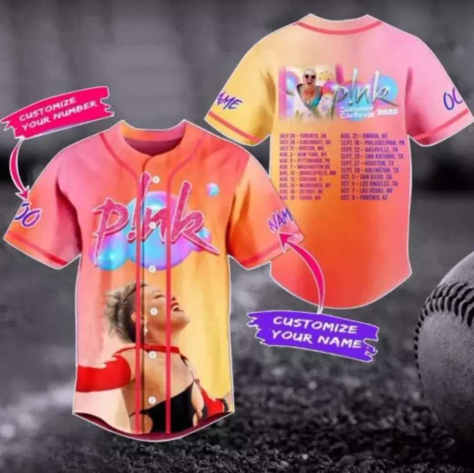Personalized Pink Summer Carnival Baseball Jersey Pink Singer 3D All Over Print
