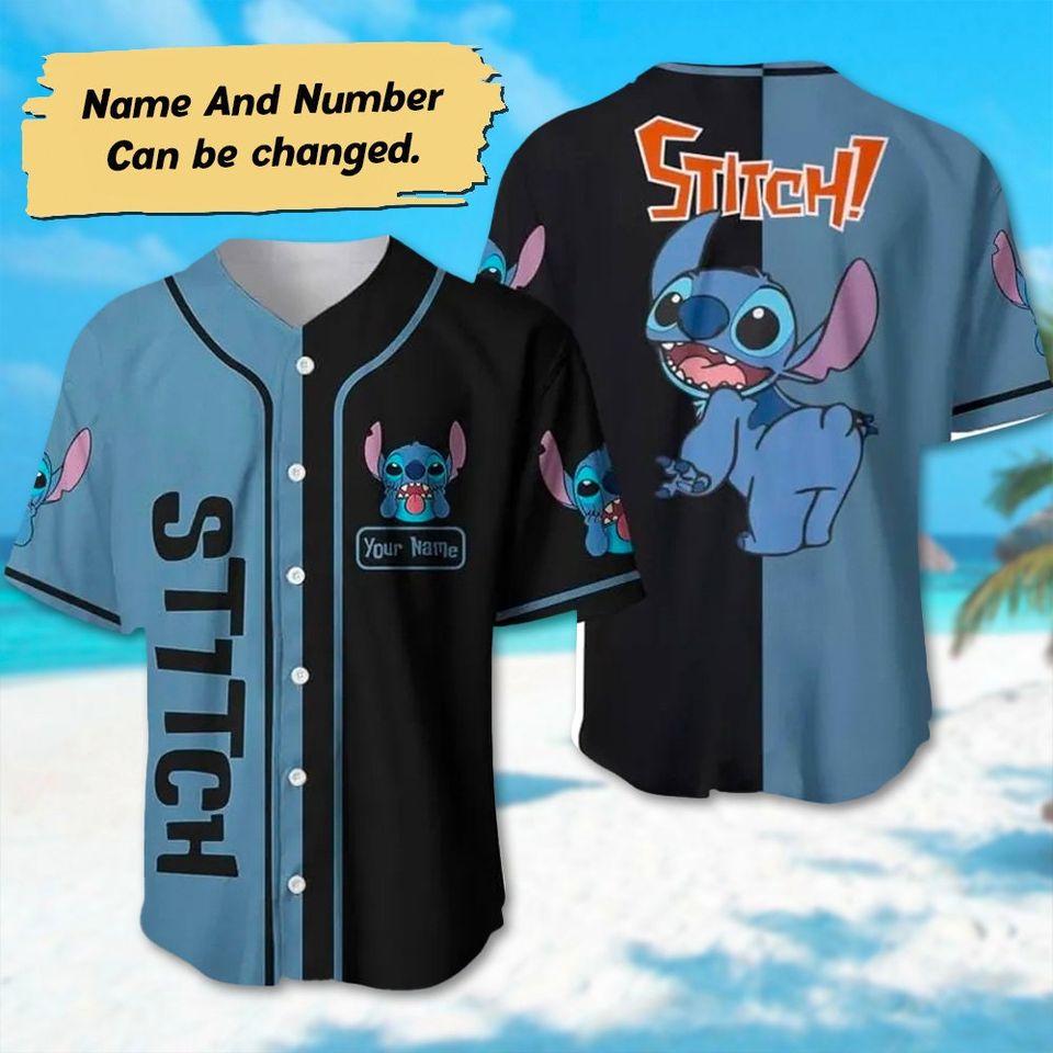 Custom Stitch Baseball Jersey, Alien Dog Monster Baseball Jersey, Stitch Cartoon Baseball