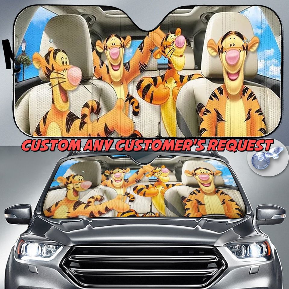 Tiger Car Sunshade, Bear Movie Car Sun Shade, Tiger Car Decoration